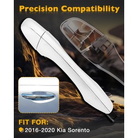 Rear Right Door Handle w/End Cap Cover, Compatible with 2016-2020 Kia Sorento, Chrome Exterior Rear Right Passenger Side Door Handle, Replace# 82661-C5010, 83662-C5010, Outside Outer Right Handle Part