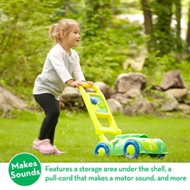 Melissa & Doug Sunny Patch Snappy Turtle Lawn Mower - Pretend Play Toy for Kids - Turtle-Themed Pretend Kids Lawn Mower Developmental Push Toy For Toddlers