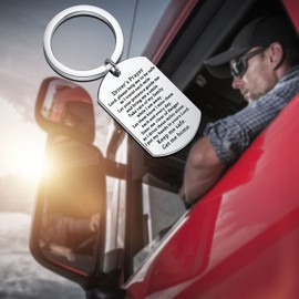 PLITI Drive Safe Keychain New Driver Gifts Trucker Daddy Gifts Truck Driver Christian Religious Jesus Christ Bible Church God Holy Jewelry Keep Me Safe Get Me Home Keychain
