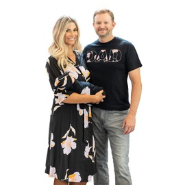 Baby Be Mine Maternity Nursing Delivery Robe & Baby Girl Swaddle Blanket Set with Daddy T-Shirt (2X Large/3 X-Large Robe -3X Large Tshirt, Willow)