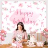 SHADOAMP Pink Bow Birthday Decorations, Pink Bow Happy Birthday Party