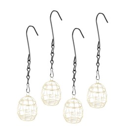 COLLBATH 4Pcs Outdoor Metal Bird Feeders Hanging Fat for Wild Birds Effortless Cleaning Stylish Garden Decoration Versatile Suet Ball Fruit Holder Durable