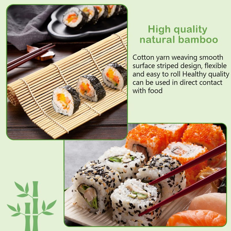 SXTDKMJ 4 PCS Sushi Making Kit, Sushi Rolling Mat Bamboo