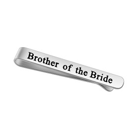 LQRI Wedding Tie Clip Brother Gifts Brother of The Bride Tie Clip Stainless Steel Tie Bar Wedding Party Day Present for Man (tie-Brother of Bride)