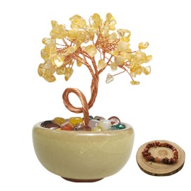 Oleegil Chakra Crystal Tree of Life - Crystals Healing Stones Feng Shui Money Tree Handmade Chakra Stone Tree for Home Office Decor Good Luck（with Bracelet）