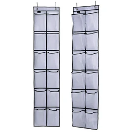 MISSLO Over The Door Shoe Organizer 12 Large Mesh Pockets Hanging Narrow Closet Door, White, 2 Pack
