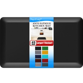 4/5 Inch Thick Kitchen Mat - Cushioned Anti Fatigue Mats for Kitchen Floor - Easy to Clean, Waterproof, Non-Slip Kitchen Rug for Sink, Office, Kitchen (17''x24'' Black)