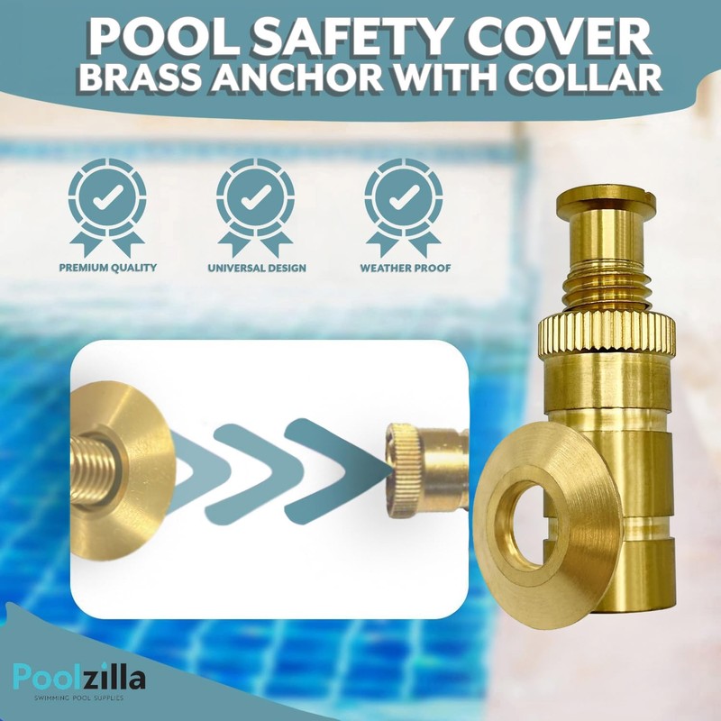 Katouigb Pool Safety Cover Brass Anchor with Beauty Collar Disc