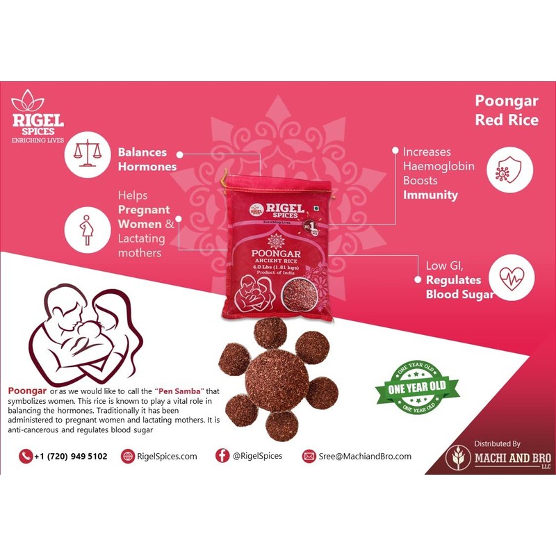 Rigel Spices | Poongar Red Rice (4Lbs) | Ladies special
