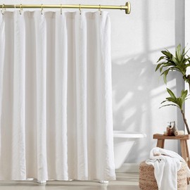 Curved Shower Curtain Rod, TOPROD Round Shower Curtain Rod 48 to 72 Inches Adjustable, Rounded Bowed Stainless Steel Shower Rods for Bathroom, Bathtub, More Shower Space, Bright Gold, Need to Drill