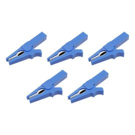 Dahszhi 5Pcs Fully Insulated Alligator Clips,4mm Banana Plug Connectors Multi Testers Alligator Clip with Banana Socket Alligator Clips,Blue