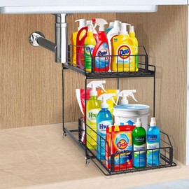 RISORISE Under Sink Organizer, Kitchen Bathroom Under Sink Organizers and Storage, 3 Tier Pull Out Cabinet Organizer With Sliding Drawer, Multi-Purpose Under Sink Storage for Pantry, Study Room