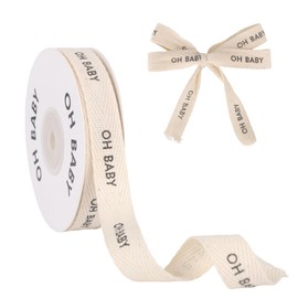 Penitue Oh Baby Cotton Ribbon, 1.5cm/0.59in Wide 9.14m/10 Yards Long Gift Wrapping Ribbon for Crafts Baby Shower Decorations Party Supplies