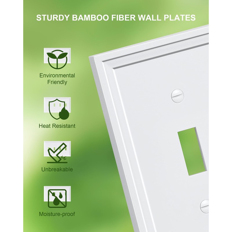 TREEWELL 2-Pack Quad Toggle Light Switch Cover Plate, White Decorative