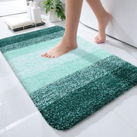 smiry Microfiber Bath Mat, 50 x 75 cm, Non-Slip Super Absorbent Bathroom Mat, Machine Washable Fluffy Shaggy Bath Mats Rugs for Bathroom, Extra Soft Thick Bathroom Floor Foot Mat, Hunter Green
