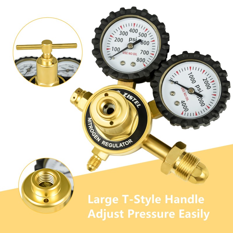Zistel Nitrogen Regulator with Hose, 0-800 PSI Output Pressure, CGA580