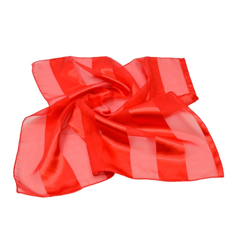 TrendsBlue Premium Silk Feel Striped Satin Square Scarf, Red