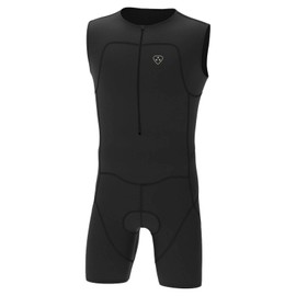 DHERA Men's Trisuit Triathlon padded sleeveless suit Duathlon Running Swimming Cycling skin suit (Colour-Black, Size-XL)