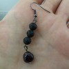 Pemby Studio GARNET & BLACK LAVA BEADS Dangle Earrings Bronze