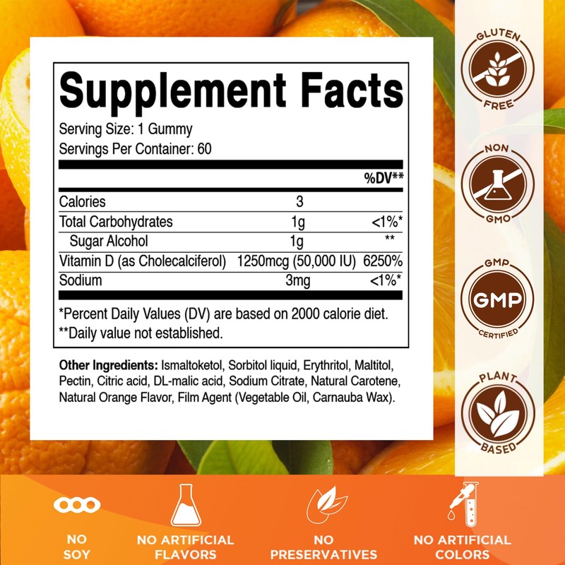 Vitamatic Sugar Free Vitamin D3 50,000 IU Weekly Supplement –