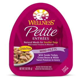 Wellness Petite Entrees Mini-Filets Turkey, Green Beans & Sweet Potatoes in Gravy Dog Food, 3 oz. Case of 24