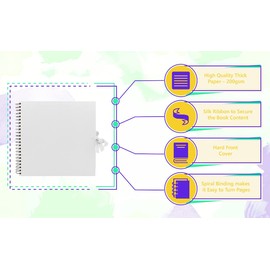 Styloo Large Scrapbook Photo Album 40 Sheets 30X30 cm White Craft Paper, Scrapbooking, Arts and Craft Projects (Large, White)