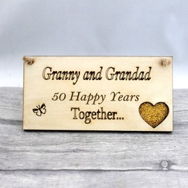 Granny and Grandad Grandparents Anniversary Gift Plaque Gift 50 Years 50th Gold Wedding