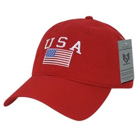Rapiddominance Relaxed Graphic Cap, USA Flag, Red