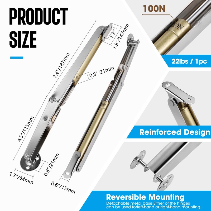 100N 2PCS Box Hinges Soft Close, Soft Close Hinges for