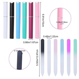QFGasre 6pcs Glass Nail File with Cases Crystal Fingernail Files Set Double Sided Finger Nails Files for Natural Nail Women Christmas Gifts Stocking Stuffers