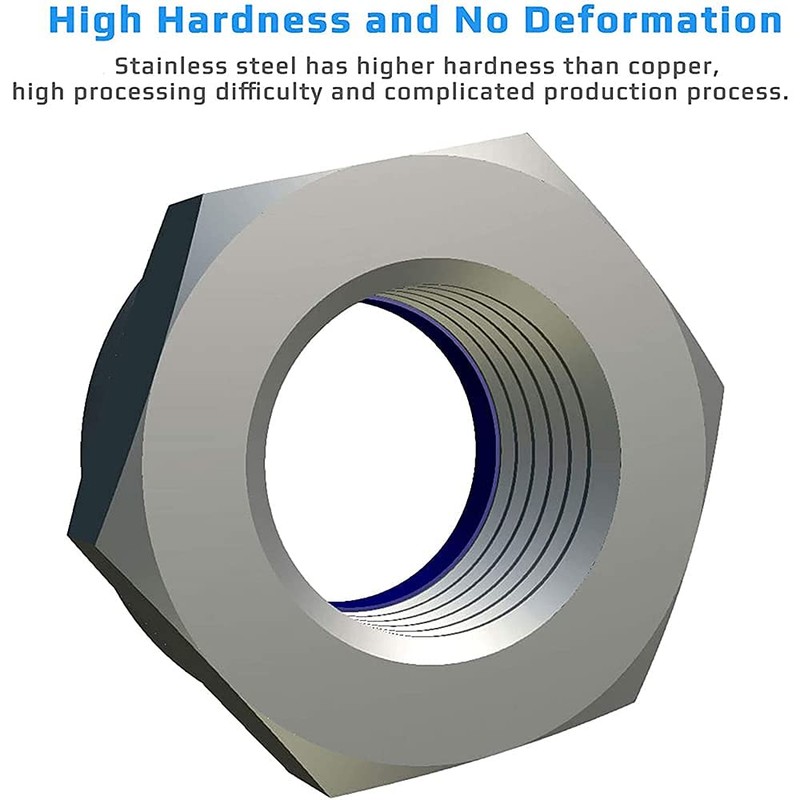 M18 Self-Locking Nuts (Pack of 5) Steel Hexagonal Stop Nuts