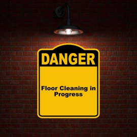 Floor Cleaning in Progress Danger Yellow Black Aluminum Composite Sign 15 x 18 inches