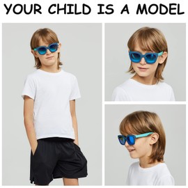 DUCO Kids' Sunglasses, Polarized UV Protection, Super Lightweight Frame, K020-blue