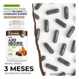 BioHerb® | Ajo Negro100% Puro (180 Capsulas de 500mg) - [Potente Antioxidante Rico en Vitamina A, C y Calcio] | Presion y Digestion | Calidad Suprema 