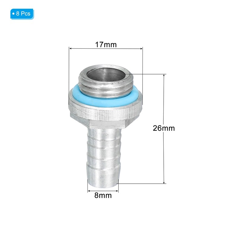 uxcell 8pcs G1/4 Fitting, G1/4 Thread with 8mm OD Nozzle