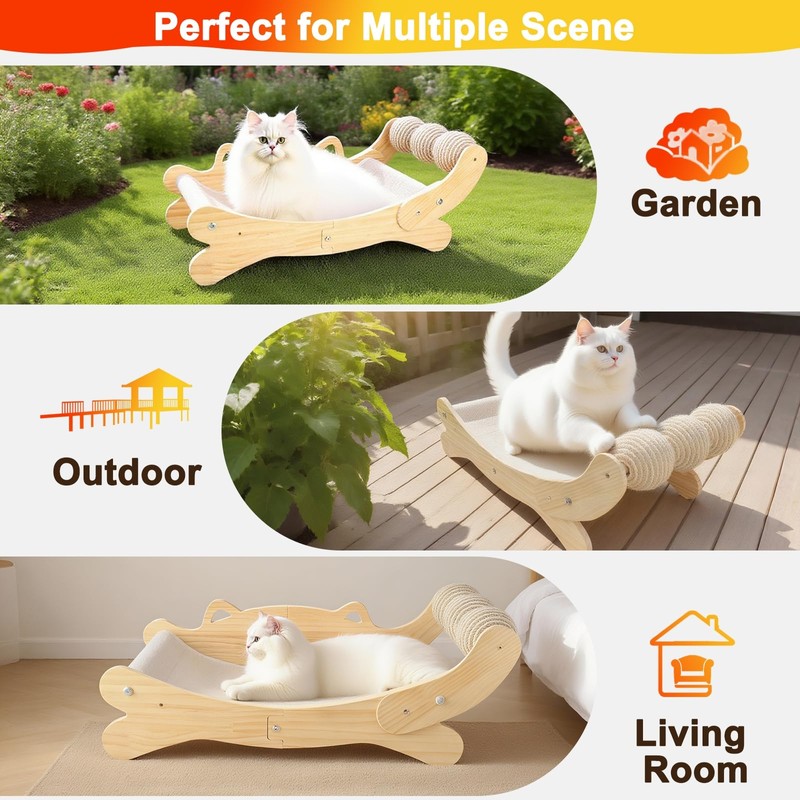 ERGTFVN 3-in-1 Cat Scratcher Bed for Indoor Cats Sisal Scratcher