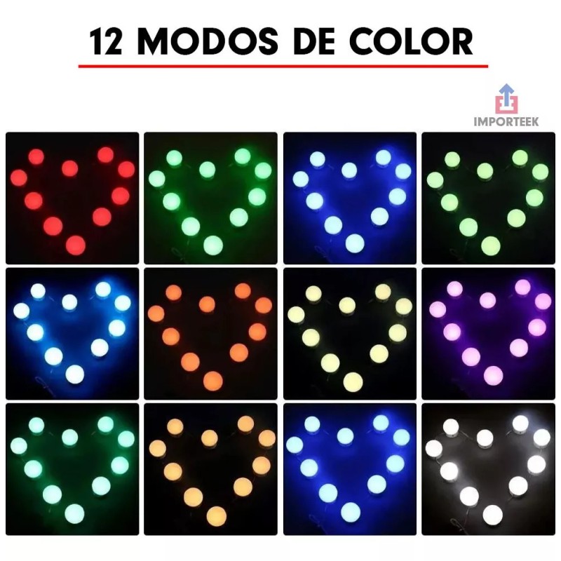 Importeek 5pz Serie Bombilla Luz Led Rgb Usb Espejo Tocador