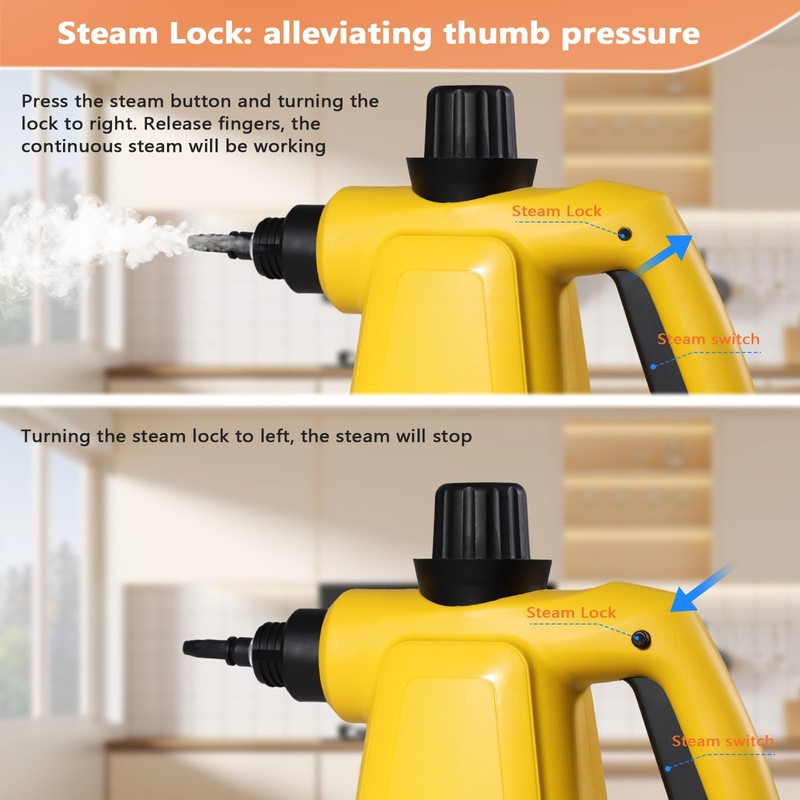 Pressurized Steam Cleaner, Handheld Multi-Surface Steamer with 11 Accessories &