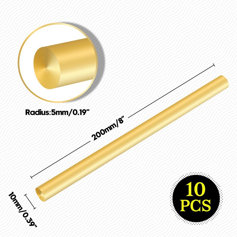 YIEMI Brass Rods，3/16" Dia 8" Length Brass Solid Round Rod