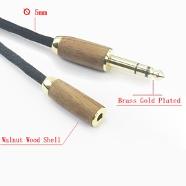 6.35mm 1/4" Male to 4.4mm Balanced Female Headphone Audio Adapter Cable OD 5mm 7N OCC Copper Single Crystal Silver Plated Wire Walnut Wood Shell 6.35mm Male to 4.4mm Female