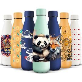HoneyHolly Stainless Steel Water Bottle, 500 ml, BPA-Free, Thermos Flask, 18/8 Stainless Steel, Children's Water Bottle, Double-Walled Vacuum Insulated, Thermos Flask for School, Outdoor, Camping,