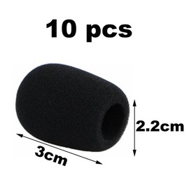 Pack of 10 Pop Protection Microphone, Microphone Windscreen, Lavalier Windscreen, Mini Microphone Headset Windscreen, for Small Microphone, Lavalier Headphones, 8 x 22 x 30 mm (Black)