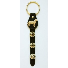 Kensington Kensington Row Collection Black Leather Labrador Retriever Dog Training Doorbell Strap with Brass Bells