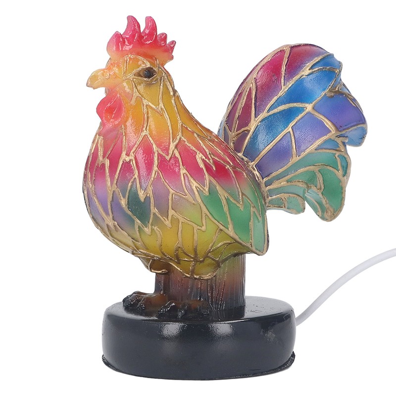 Stained Resin Rooster Table Lamp Night Light LED Animal Night