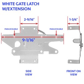 Jake Sales Vinyl Gate Latch White (for Vinyl, Wood, PVC etc Fencing) Fence Gate Latch w/Mounting Hardware - Gate Latches Have a 90 Degree Bracket Resulting in a Positive Latch to Gate Connection