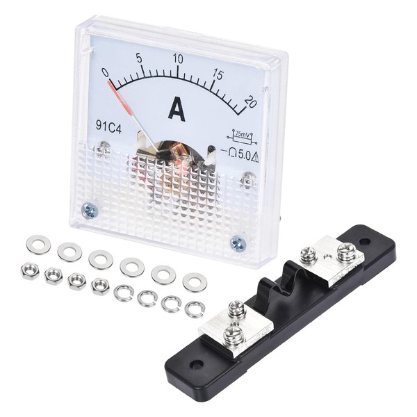 sourcing map Analog Current Panel Meter DC 0-20A 91C4 with