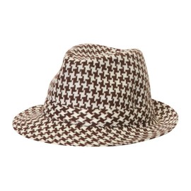 TOP HEADWEAR Houndstooth Fedora - Brown/White
