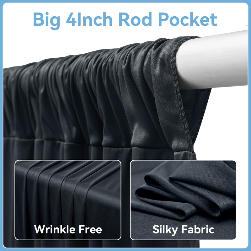 20ftx20ft Black Backdrop Ceiling Drapes,4Panels 20ft Height Wrinkle Free Tent