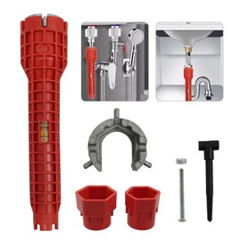 8 in 1 Faucet Wrench Tool, Water Pipe Wrench, Tap Spanner for Tight Space with Comfortable Grip, Multi-Functional Tube Spanner Set for Taps Sink Toilet Bowl Bathroom Kitchen, Plumbers and Homeowners