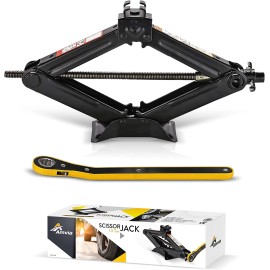 Amvia Scissor Jack for Car - 1.5 Ton (3,300 Lbs) | Car Jack Kit - Tire Jack
